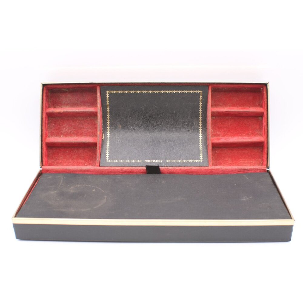 Vtg 1960s Black Red Accessory Jewelry Storage Box Compartments Gold Airline Logo